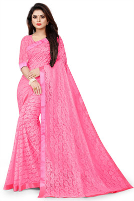 Divya Shree Woven Bollywood Net Saree(Pink)