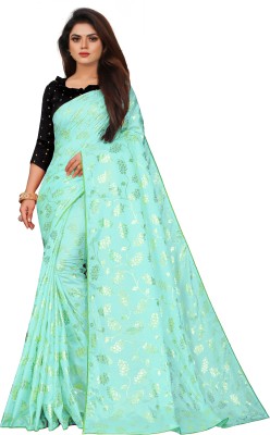 AVSAR TRENDZ Printed, Embellished Bollywood Silk Blend Saree(Light Blue)