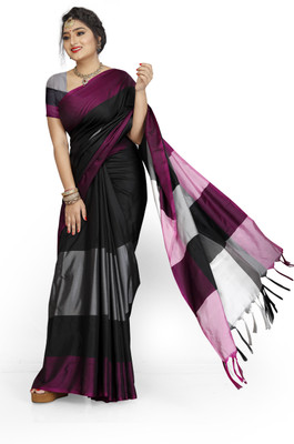 Magneitta Woven Bollywood Silk Blend, Cotton Silk Saree(Black)