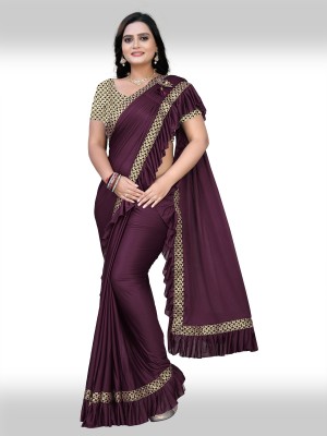 Cartyshop Self Design, Solid/Plain Bollywood Lycra Blend, Jacquard Saree(Magenta)