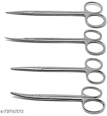 FLORIX Surgical Scissor Pack of 4 Pcs Dressing Scissor. Sharp Blunt 6 inch Scissors Scissors(Set of 4, Silver)