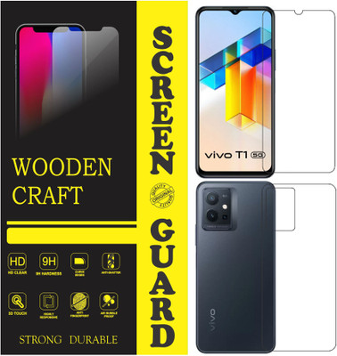 wooden craft Front and Back Tempered Glass for vivo T1 5G {Flexible}, V2141, T1 5G(Pack of 2)