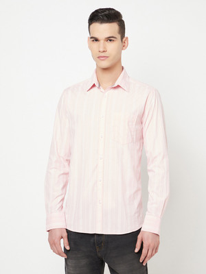 CRIMSOUNE CLUB Men Striped Casual Pink Shirt