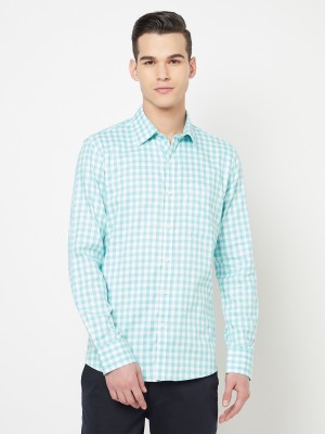 CRIMSOUNE CLUB Men Checkered Casual Green Shirt