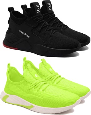 SHOEFLY Exclusive Affordable Collection of Trendy & Stylish Sport Sneakers Shoes Running Shoes For Men(Black, Green)