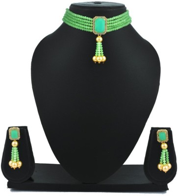 GEODE DELIGHT Alloy Gold-plated Green Jewellery Set(Pack of 1)