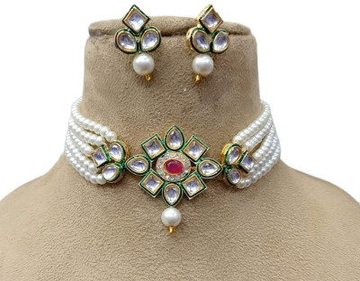GEODE DELIGHT Alloy Gold-plated White Jewellery Set(Pack of 1)