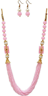 GEODE DELIGHT Alloy Gold-plated Pink Jewellery Set(Pack of 1)