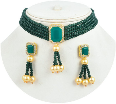 GEODE DELIGHT Alloy Gold-plated Green Jewellery Set(Pack of 1)