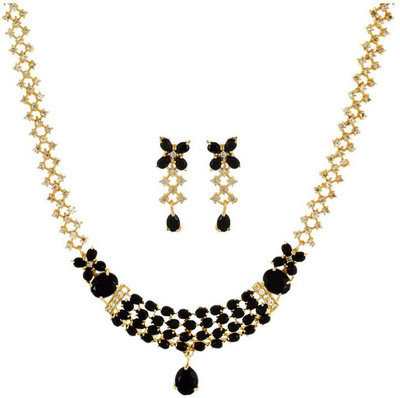 GEODE DELIGHT Alloy Gold-plated Black Jewellery Set(Pack of 1)