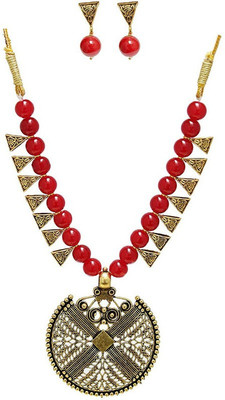 GEODE DELIGHT Alloy Gold-plated Red Jewellery Set(Pack of 1)