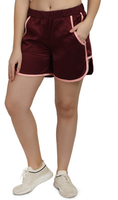 Smarty Pants Solid Women Maroon Sports Shorts