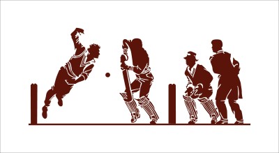 K2A Design 100 cm abstracet playing cricket wall sticker Self Adhesive Sticker(Pack of 1)