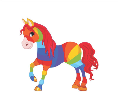 K2A Studio 81 cm colourful beautiful hourse wall sticker Self Adhesive Sticker(Pack of 1)