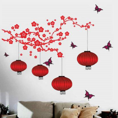 Aquire 200 cm Chinese Lamps in RED Self Adhesive Sticker(Pack of 1)