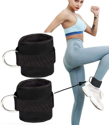 GymWar Ankle Strap for Gym Cable Machine (Pair)- Heavy D Ring Ankle Band Gym Workout Ankle Support(Black)