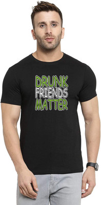 Rhymax Typography Men Round Neck Black T-Shirt