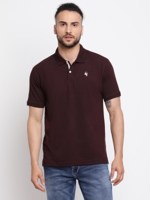 CANTABIL Solid Men Polo Neck Maroon T-Shirt