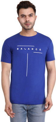 AHP Typography Men Round Neck Blue T-Shirt