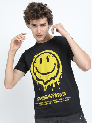 HIGHLANDER Graphic Print Men Round Neck Black T-Shirt