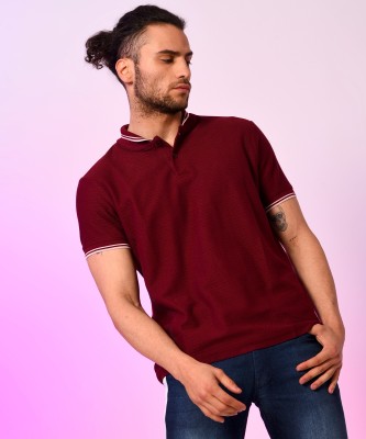 CAMPUS SUTRA Solid Men Polo Neck Maroon T-Shirt