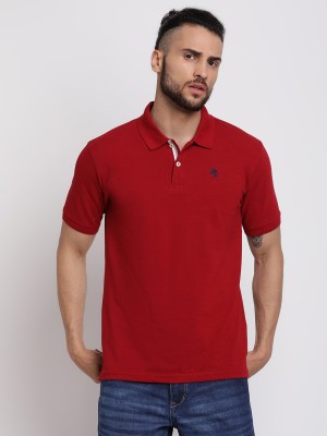 CANTABIL Solid Men Polo Neck Maroon T-Shirt