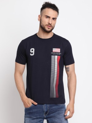 CANTABIL Printed Men Round Neck Navy Blue T-Shirt