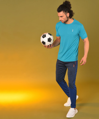 CAMPUS SUTRA Solid Men Round Neck Blue T-Shirt