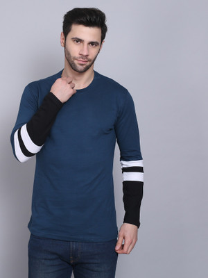 THE EG STORE Colorblock Men Round Neck Blue T-Shirt