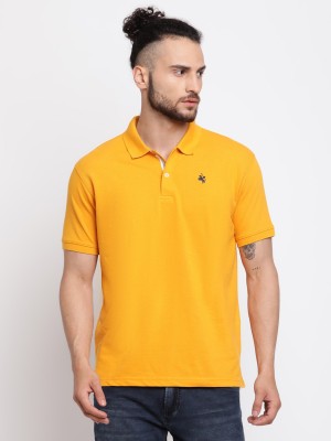 CANTABIL Solid Men Polo Neck Yellow T-Shirt