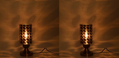 Somil Afast Designer LED Compatible Table Lamp , 10X10X27 CM., Pack Of -2 Night Lamp(27 cm, Black, Gold)