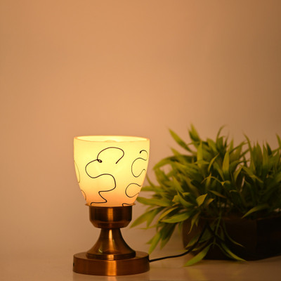 1st Time Oval Shape Table Lamp Of Decorative Shade, White, Pack Of 1 Table Lamp(23 cm, White)