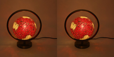 AFAST Mosaic Table Lamp With Designer Lighting Effects, (Pack Of 2) Table Lamp(26 cm, Red, Yellow)