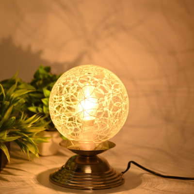 1st Time Oval Shape Table Lamp Of Decorative Shade, White, Pack Of 1 Table Lamp(21.5 cm, White)