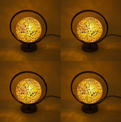 AFAST Mosaic Table Lamp With Designer Lighting Effects, (Pack Of 4) Table Lamp(26 cm, Yellow, Gold)