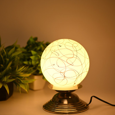 1st Time Oval Shape Table Lamp Of Decorative Shade, White, Pack Of 1 Table Lamp(21.5 cm, White)