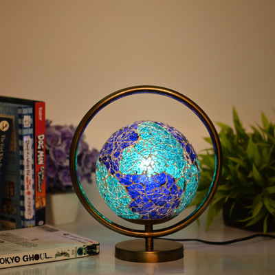 AFAST Mosaic Table Lamp With Designer Lighting Effects Table Lamp(26 cm, Blue, Green)