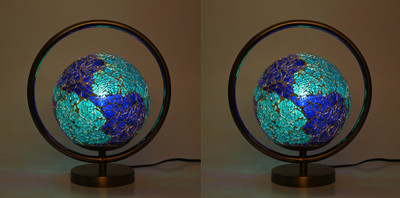 AFAST Mosaic Table Lamp With Designer Lighting Effects, (Pack Of 2) Table Lamp(26 cm, Blue, Green)