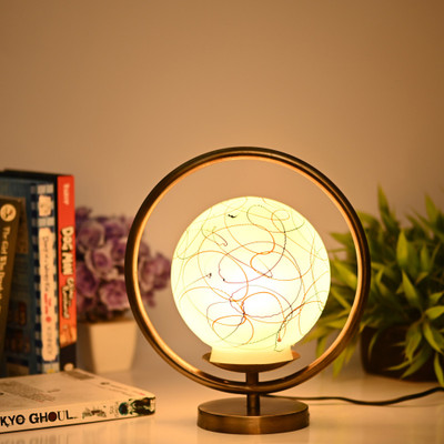 AFAST Designer Lighting Effects Round Table Lamp Table Lamp(26 cm, White)