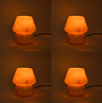 AFAST Stylish Table Lamp For Home Decoration, LED Compatible, Round , (Pack Of 4) Table Lamp(17 cm, White, Gold)