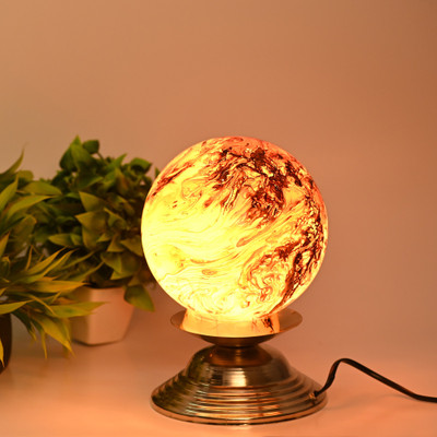 AFAST Magic Globe Glass Table Lamp For Designer Lighting Effect, LED Compatible Table Lamp(21.5 cm, Brown, Gold)