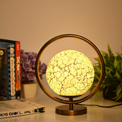AFAST Mosaic Table Lamp With Designer Lighting Effects Table Lamp(26 cm, Grey, Gold)