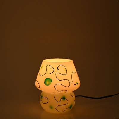 AFAST Stylish Table Lamp For Home Decoration, LED Compatible, Round Table Lamp(17 cm, White, Green)