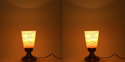Somil Afast Designer LED Compatible Table Lamp , 10X10X25 CM., Pack Of -2 Night Lamp(25 cm, White, Orange)