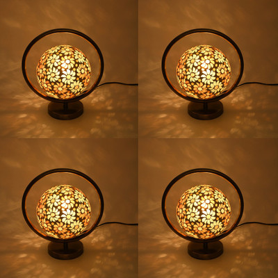 AFAST Mosaic Table Lamp With Designer Lighting Effects, (Pack Of 4) Table Lamp(26 cm, Yellow, Grey, White)