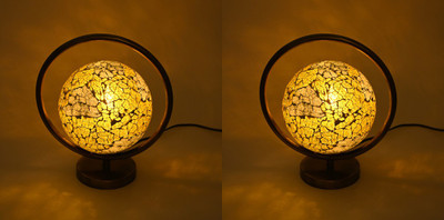 AFAST Mosaic Table Lamp With Designer Lighting Effects, (Pack Of 2) Table Lamp(26 cm, Yellow, Gold)