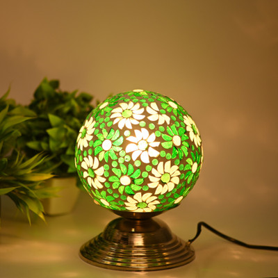 1st Time Oval Table Lamp Of Decorative Shade, Green, Grey, White, Pack Of 1 Table Lamp(21.5 cm, Green, Grey, White)