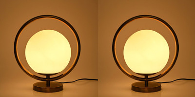 AFAST Designer Lighting Effects Round Table Lamp, (Pack Of 2) Table Lamp(26 cm, White)