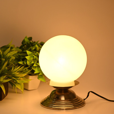 1st Time Oval Shape Table Lamp Of Decorative Shade, White, Pack Of 1 Table Lamp(21.5 cm, White)