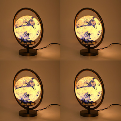 AFAST Designer Lighting Effects Round Table Lamp, (Pack Of 4) Table Lamp(26 cm, Blue, Gold)